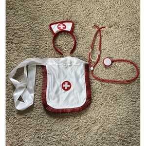 Nurse Costume, Cosplay Uniform with Hat, Apron & Stethoscope, Halloween Outfit